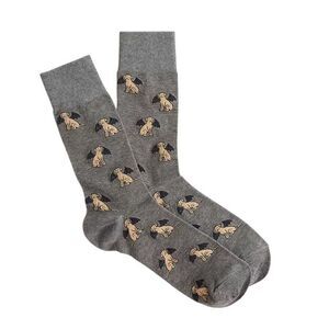 J Crew Men’s Dog Bat Costume Socks Gray Cotton Crew Novelty Halloween One Size